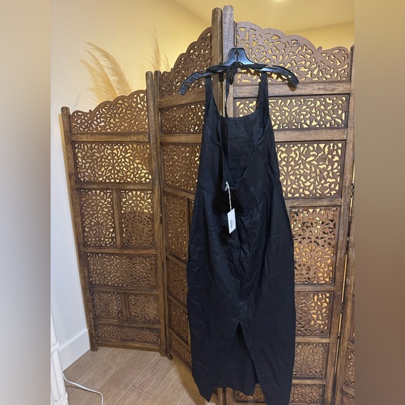 NEW NWT Reformation Yana Halterneck black linen Midi Dress - Picture 5 of 5
